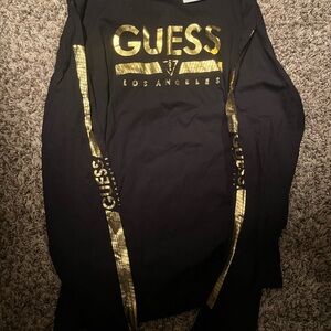 GUESS Black and Gold Long Sleeve Shirt